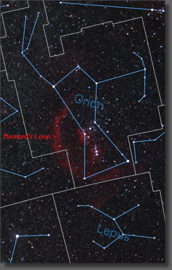 Map showing region of Barnard's Loop