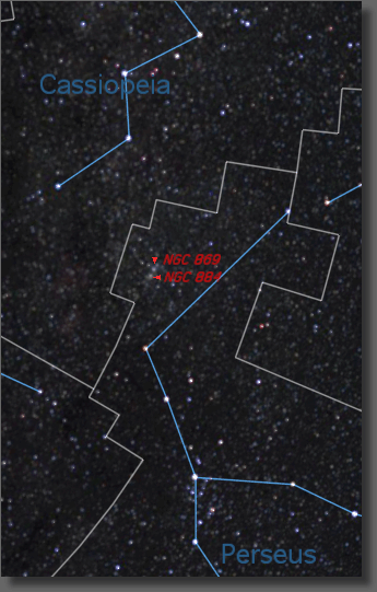 Map of Region near the Double Cluster