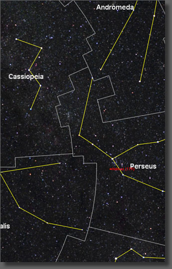Map showing the location of Comet Holmes on 11/8/2009