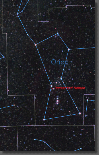 Map of region near Horsehead Nebula
