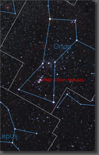 Map of M42 region