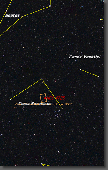 Map showing location and framing of NGC 4725