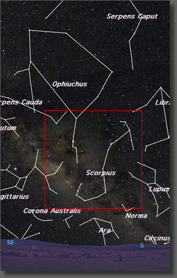 Map showing imaged region